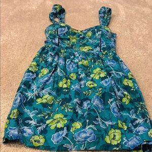 Floral Mini Dress in Blue and Green